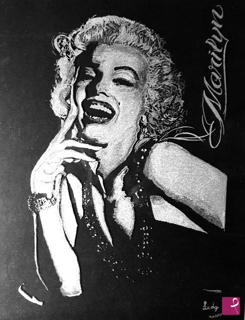 quadri in vendita online - Marilyn Monroe  Incisione a mano su vetro