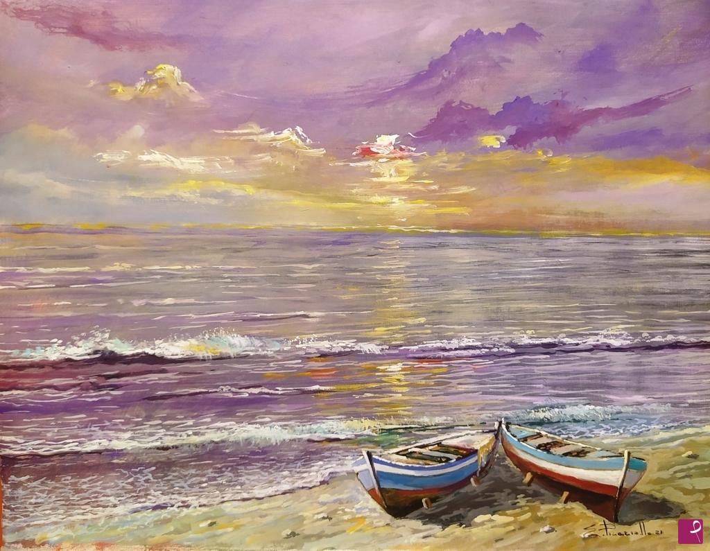 quadri in vendita online - Marina al tramonto