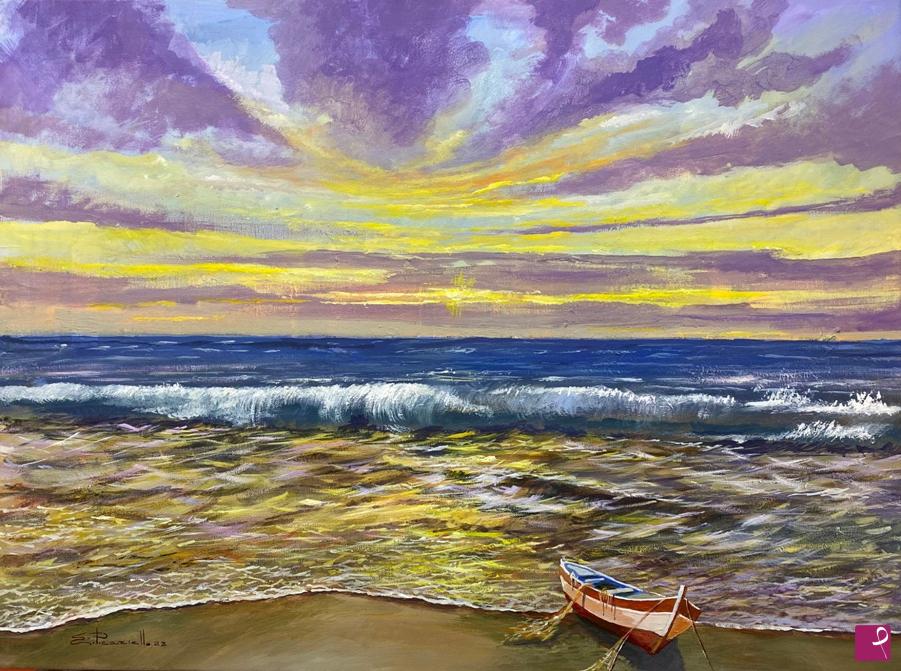 quadri in vendita online - Marina al tramonto