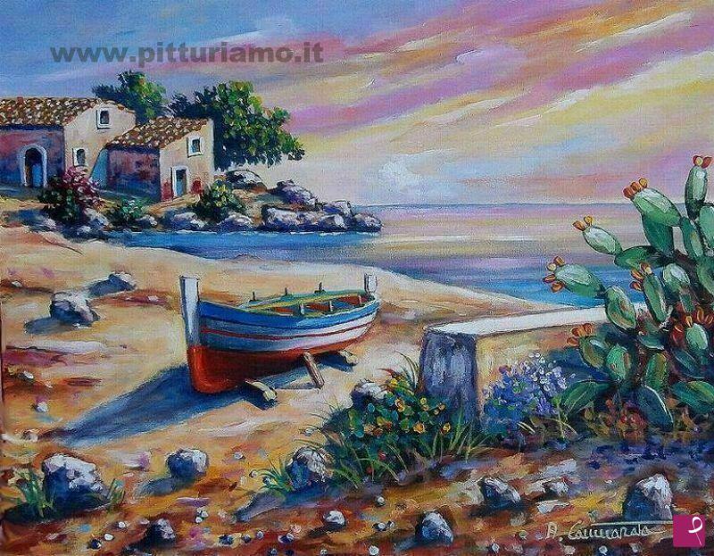 quadri in vendita online - Marina al tramonto
