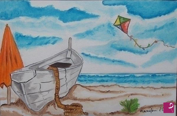 quadri in vendita online - Marina con aquilone