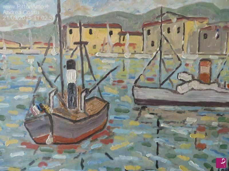 quadri in vendita online - Marina con due piroscafi