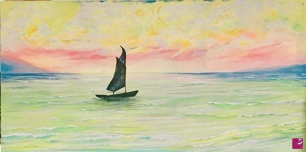 quadri in vendita online - Marina (con imbarcazione simil Monet)