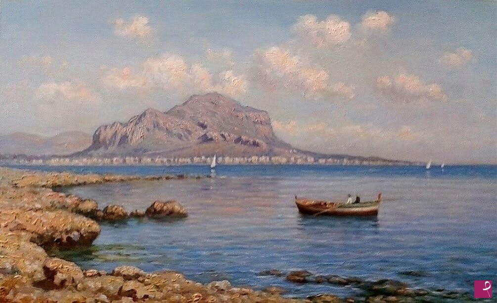 quadri in vendita online - Marina con Monte Pellegrino