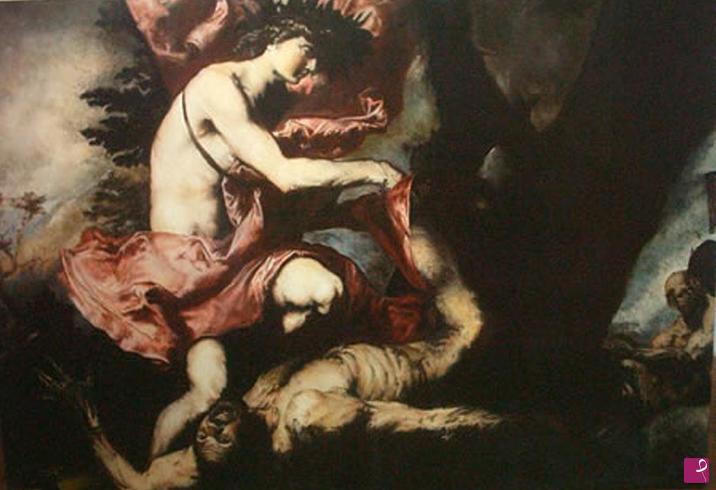quadri in vendita online - Marsia e Apollo (copia da Iusepe De  Ribera)