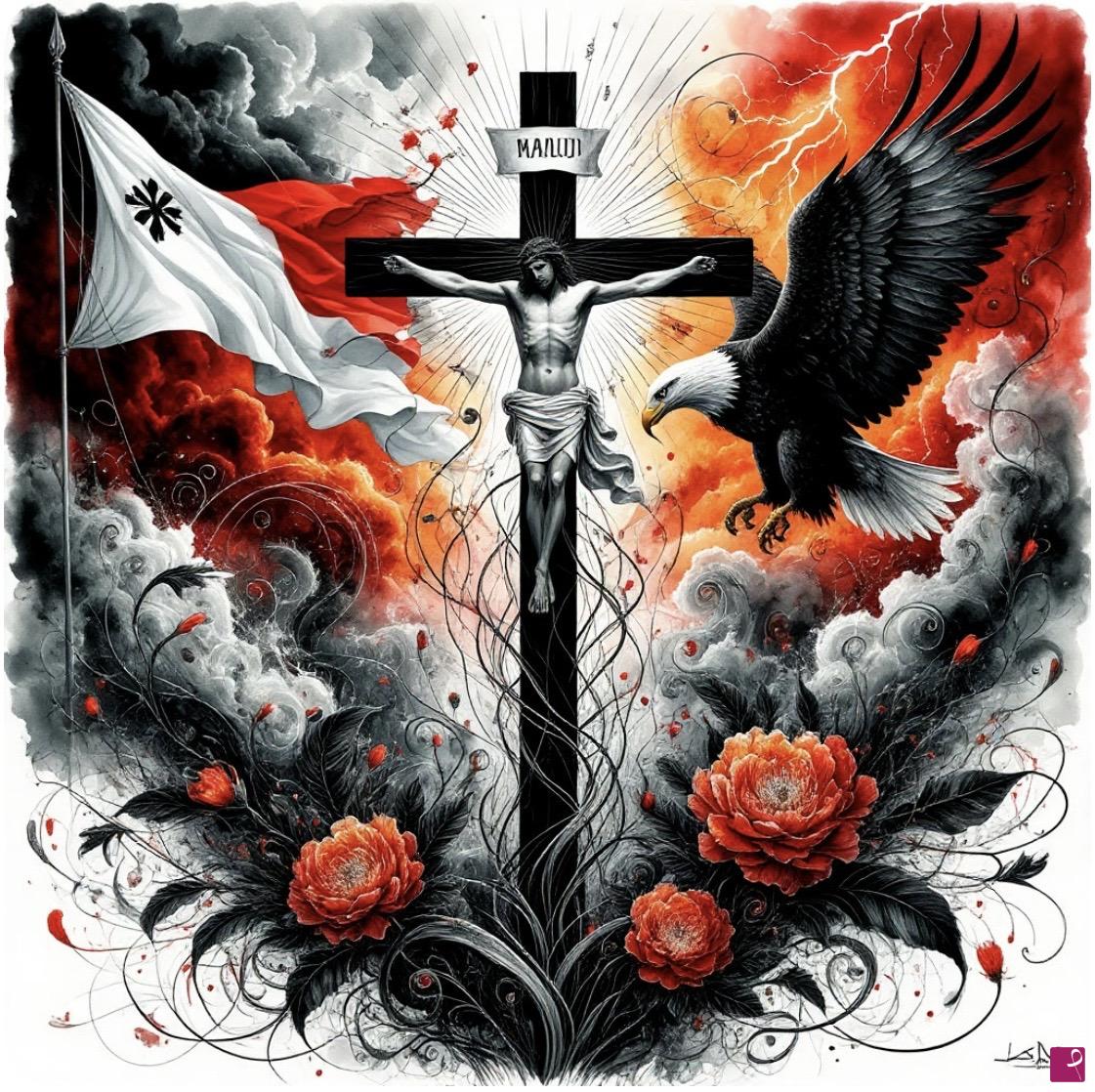 quadri in vendita online - Martyr on the Cross and the Eagle