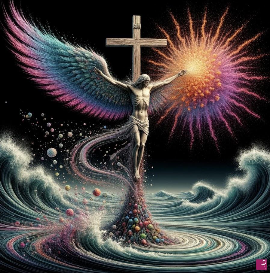 quadri in vendita online - Martyr on the cross in ocean