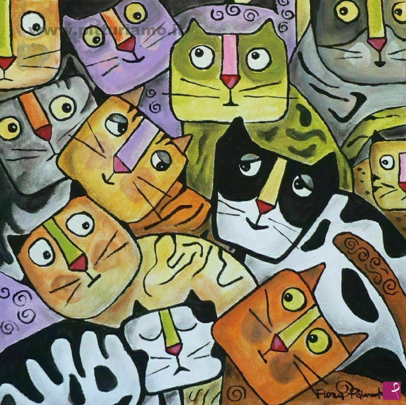 quadri in vendita online - Maschere di Gatti