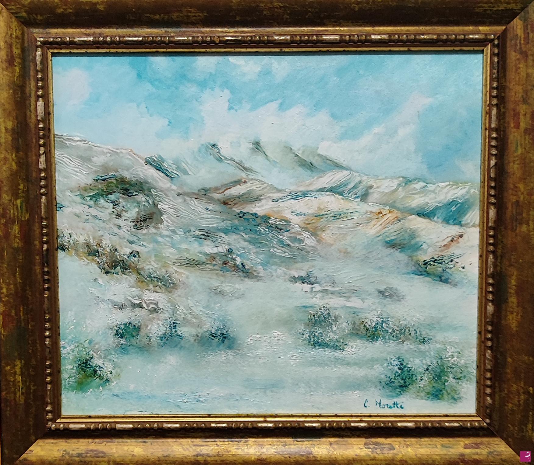 quadri in vendita online - Massiccio di monte Cairo dopo una nevicata