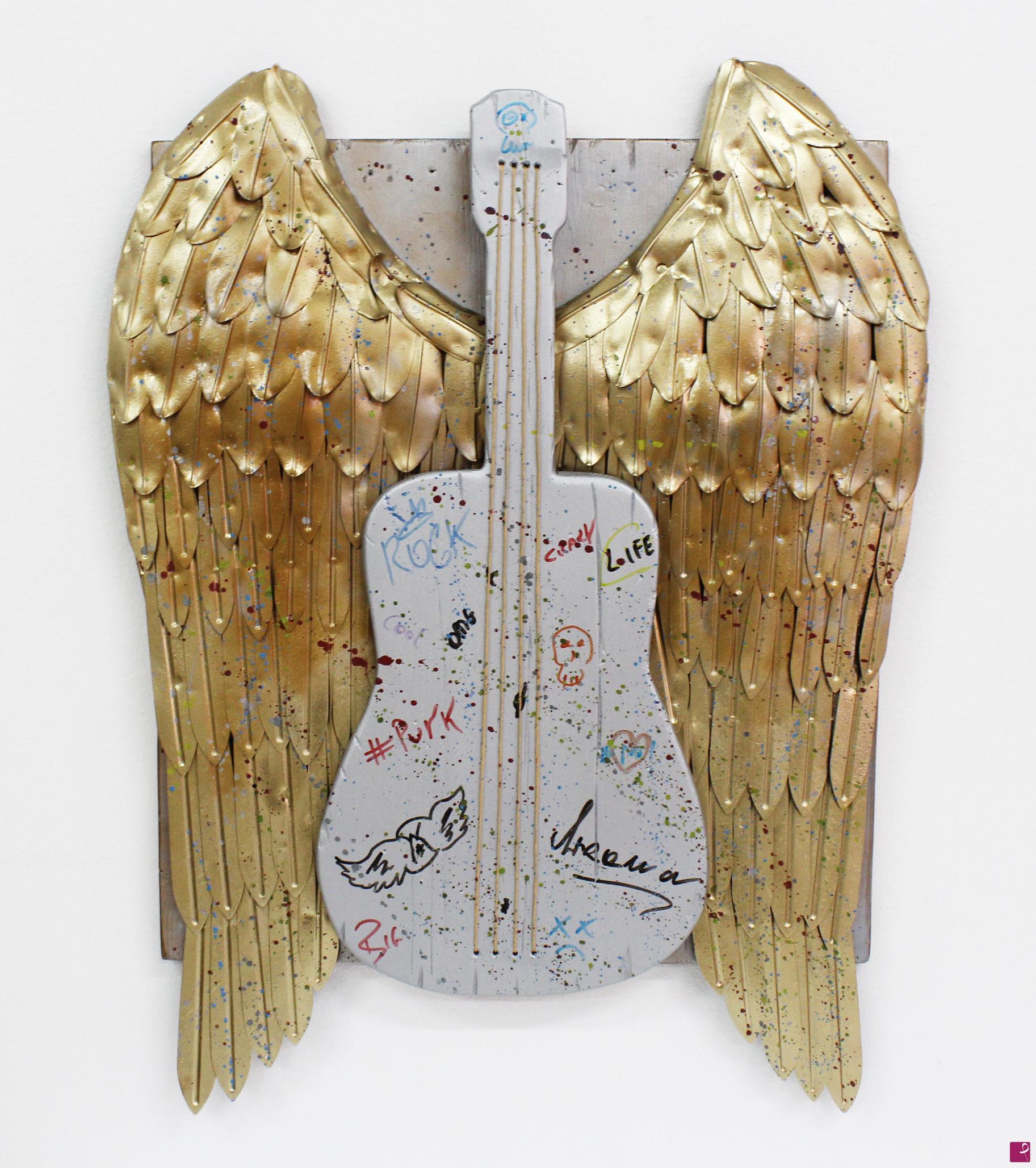 quadri in vendita online - Massimo Reitano (1974) - Opera d’arte da parete in legno con ali in acciaio – Tributo agli Aerosmith –