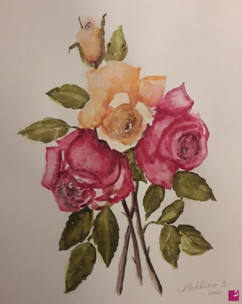 quadri in vendita online - Mazzo di rose