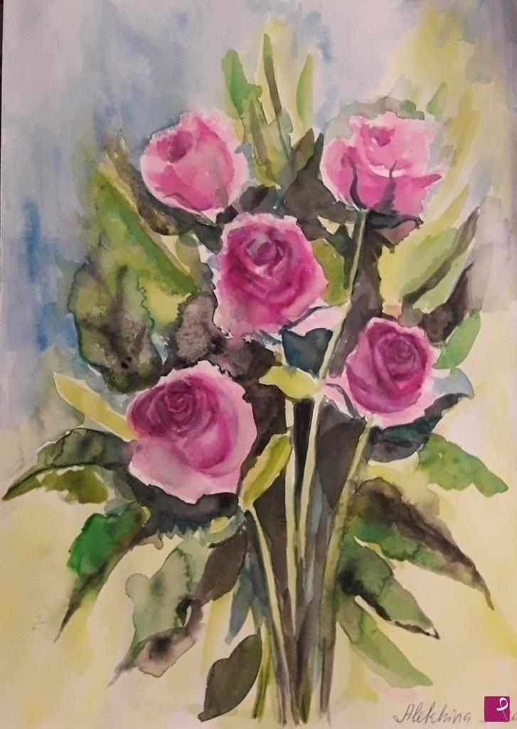 quadri in vendita online - Mazzo di rose