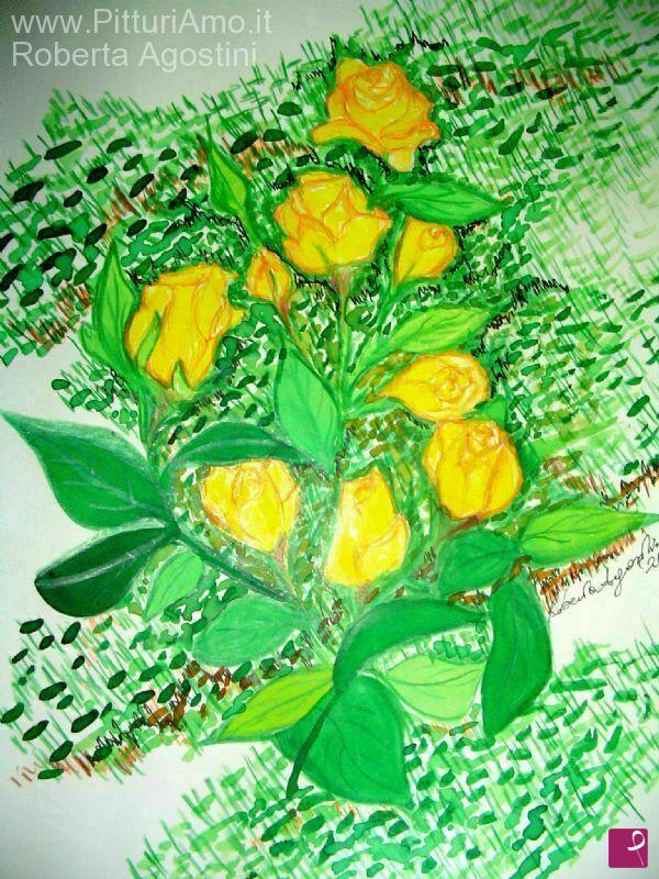 quadri in vendita online - MAZZOLINO ROSE GIALLE