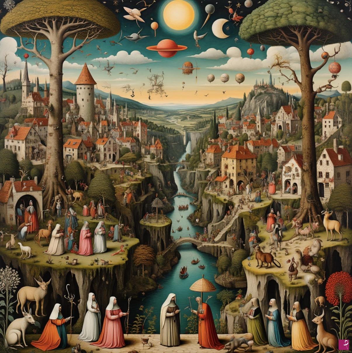 quadri in vendita online - Medieval city