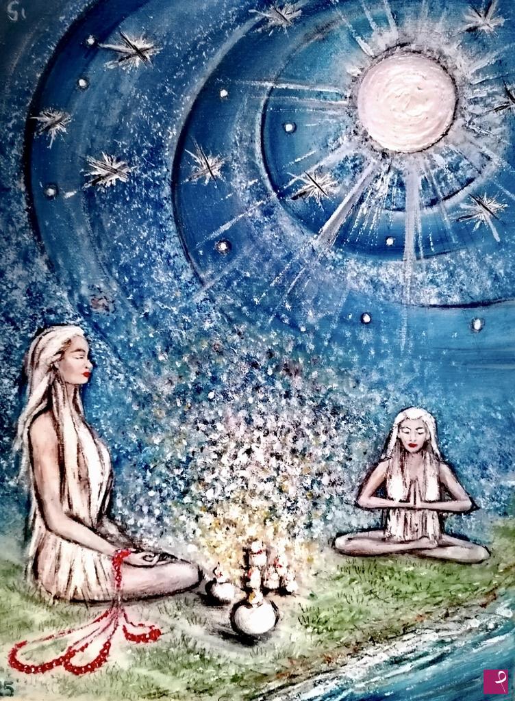 quadri in vendita online - Meditando con la Luna piena 