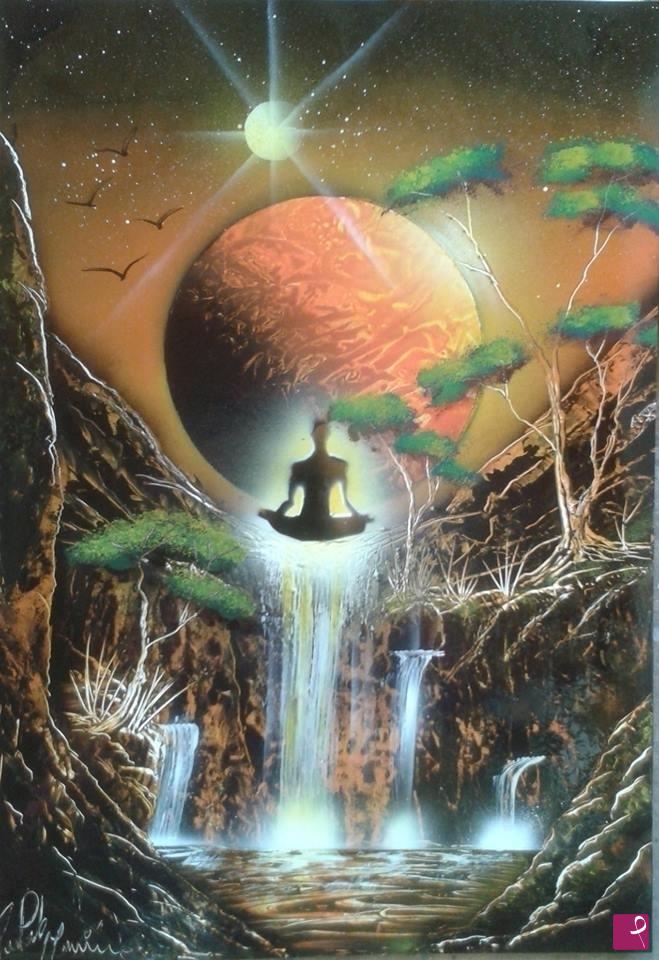 quadri in vendita online - Meditare alla cascata