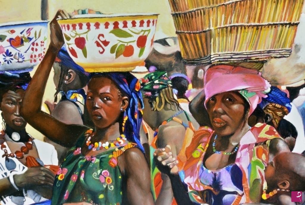quadri in vendita online - mercato in Mali-paese Dogon