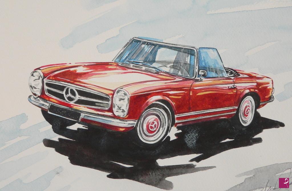 quadri in vendita online - MERCEDES 230 SL PAGODA
