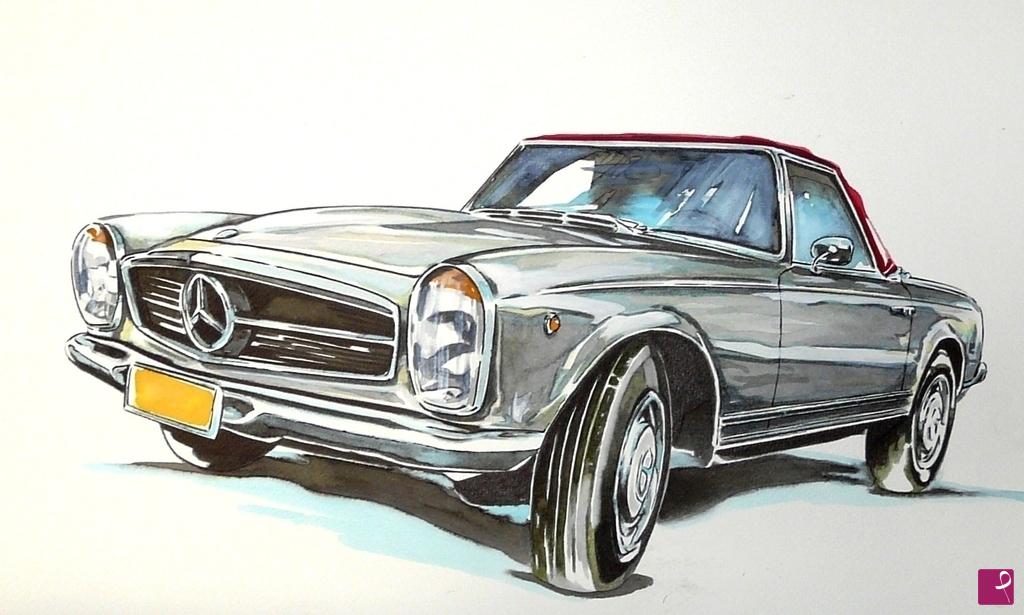 quadri in vendita online - Mercedes 230 SL  pagoda 