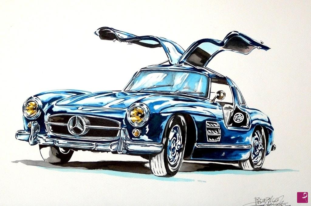 quadri in vendita online - MERCEDES 300 SL Gullwing - 1958
