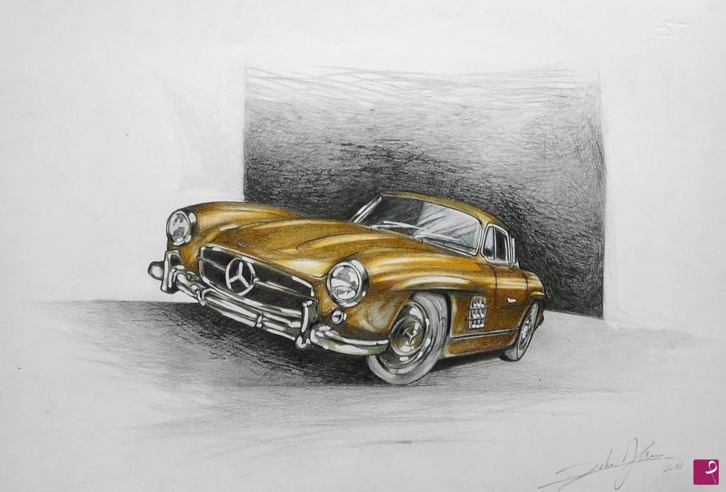 quadri in vendita online - MERCEDES 300 SL GULLWING 