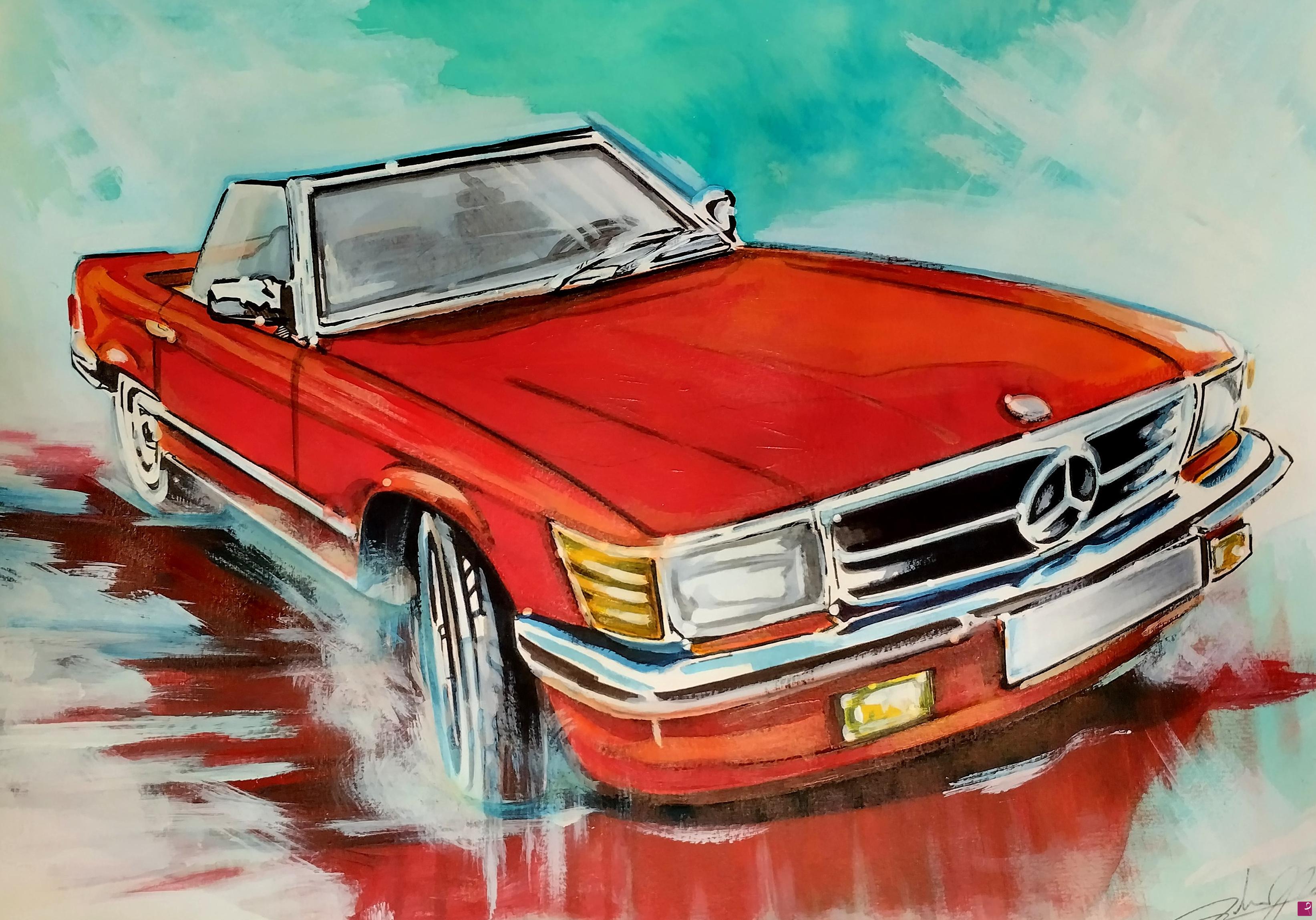 quadri in vendita online - MERCEDES 350 SL  1974 