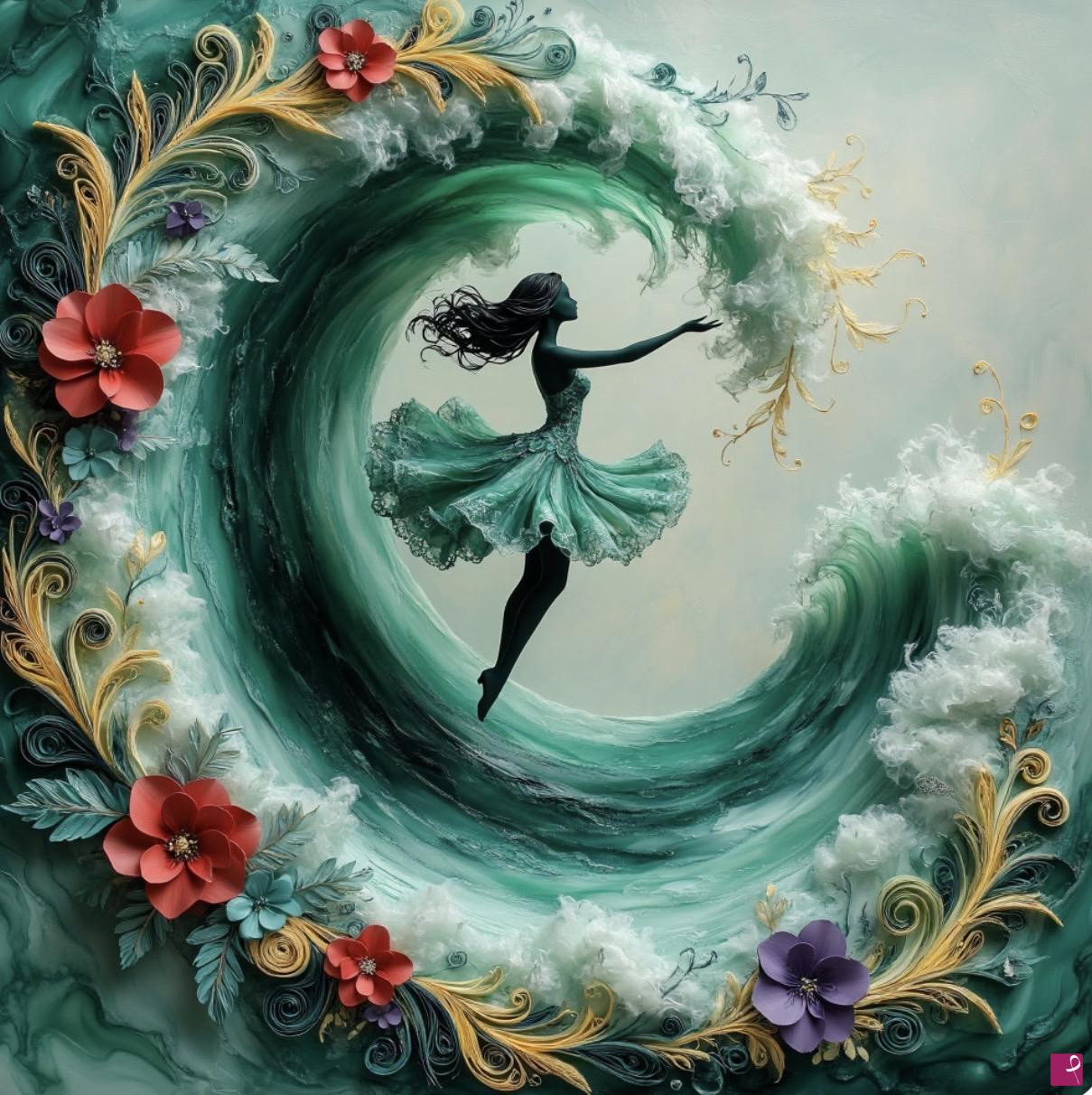 quadri in vendita online - Mermaid in the sea wave