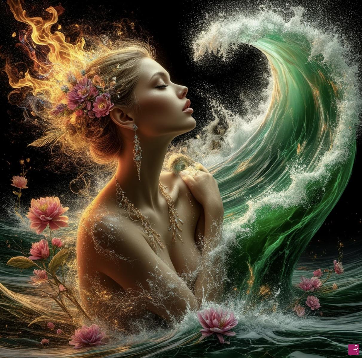 quadri in vendita online - Mermaid in waves 