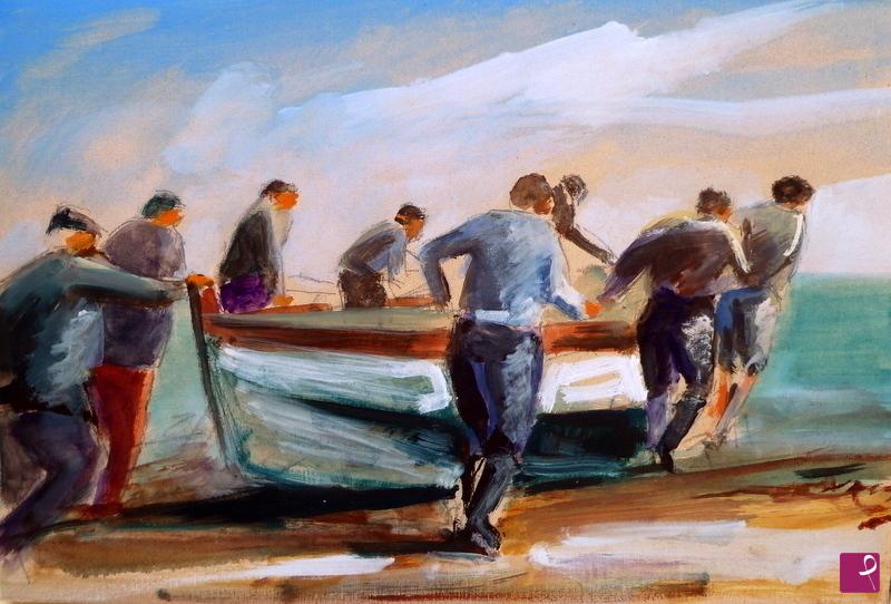 quadri in vendita online - mettere la barca in acqua