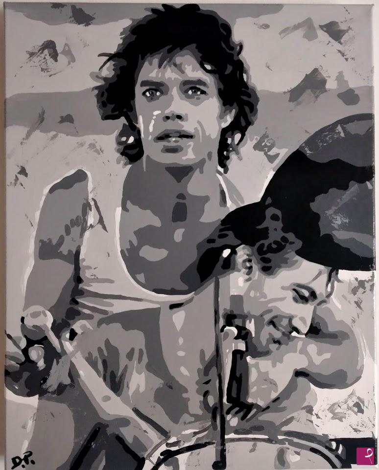 quadri in vendita online - Mick Jagger & Charlie Watts 