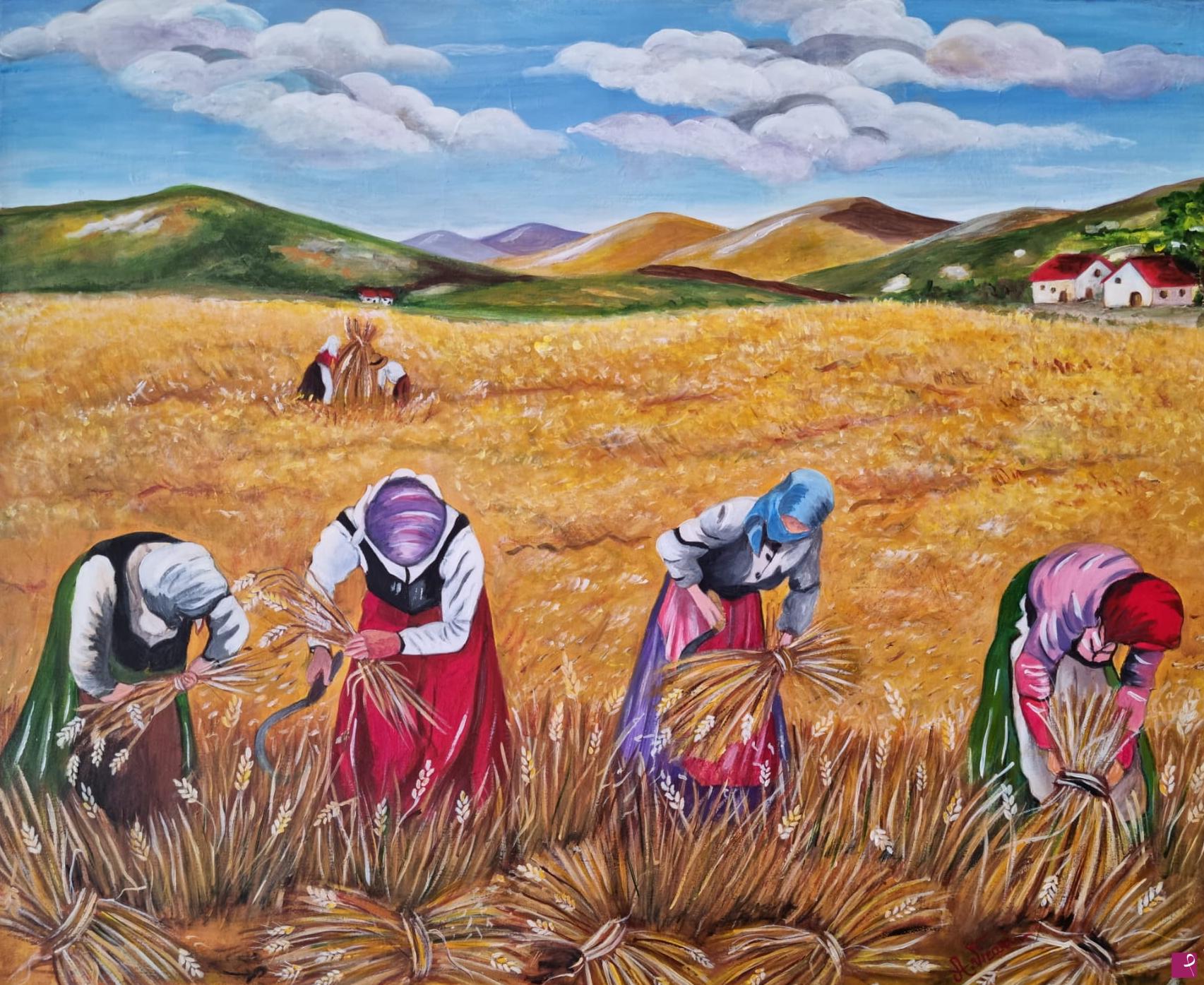 quadri in vendita online - Mietitura del grano