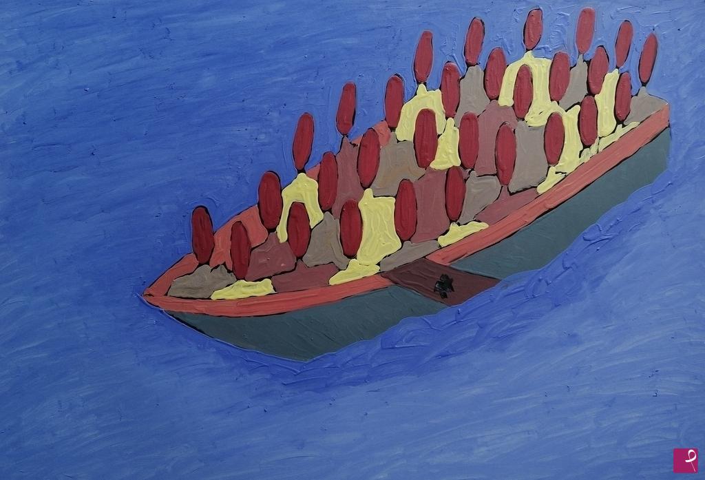 quadri in vendita online - MIGRANTI (48 X 33; OLIO SU CARTA)