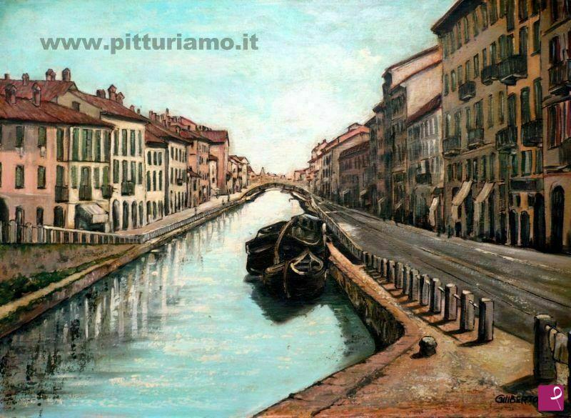 Disponibile Quadro Milano Alzaia Naviglio Grande Gianfranco Giliberto Pitturiamo