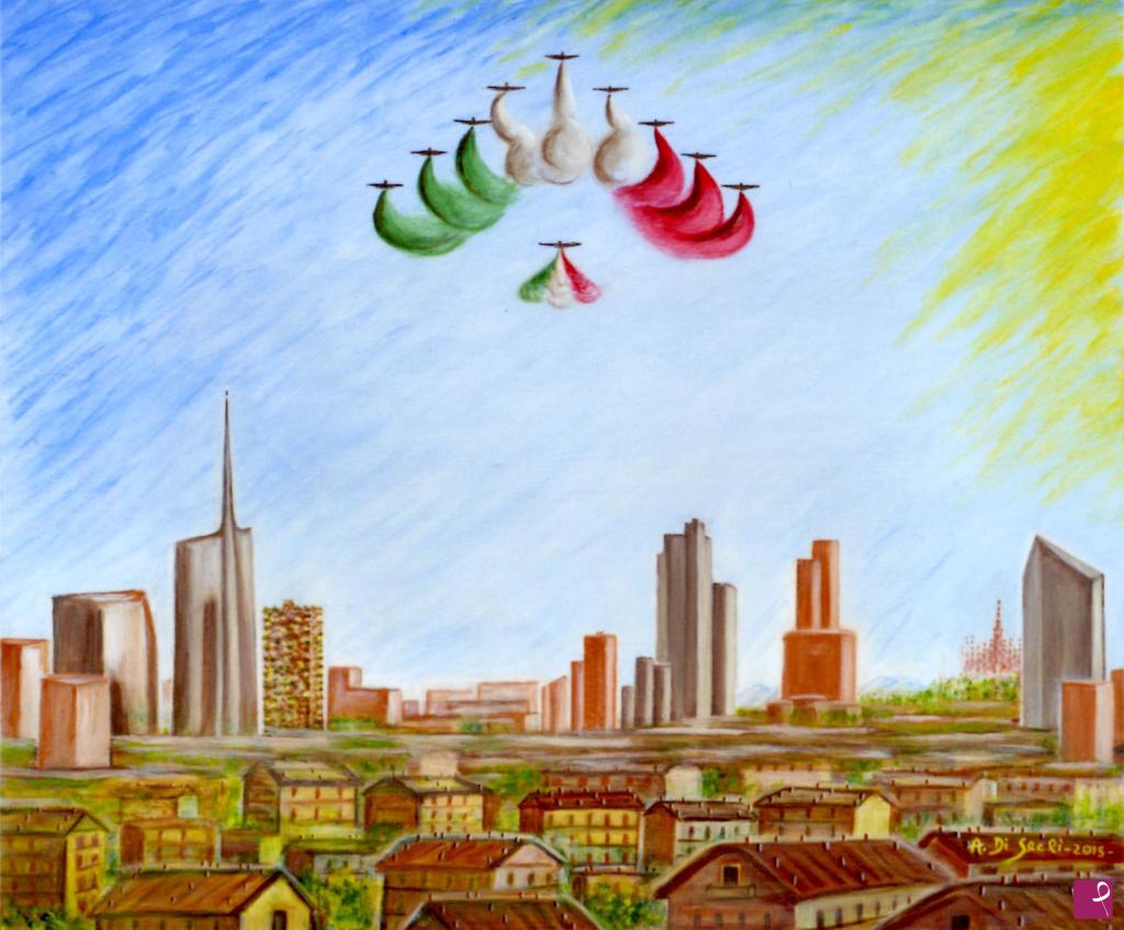 quadri in vendita online - MILANO - FRECCE TRICOLORE SULL'EXPO 2015