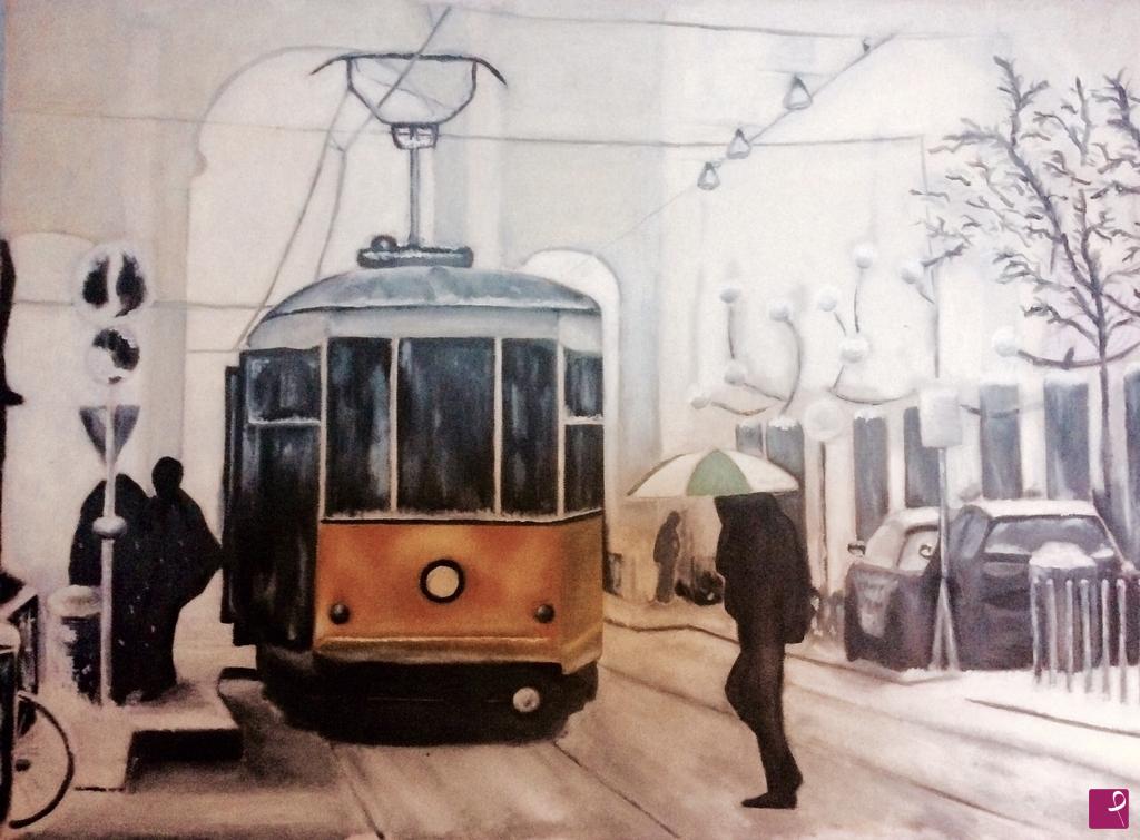 quadri in vendita online - Milano innevata