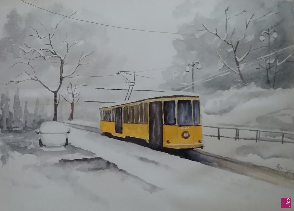 quadri in vendita online - Milano sotto la neve