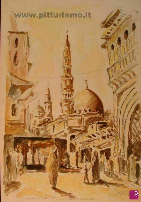 quadri in vendita online - Minareti e Moschee al Cairo (Egitto)