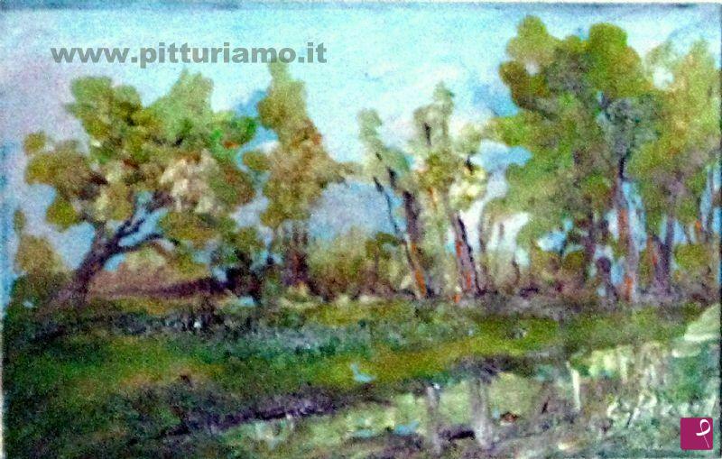 quadri in vendita online - mini quadro - riflessi di alberi su ruscello