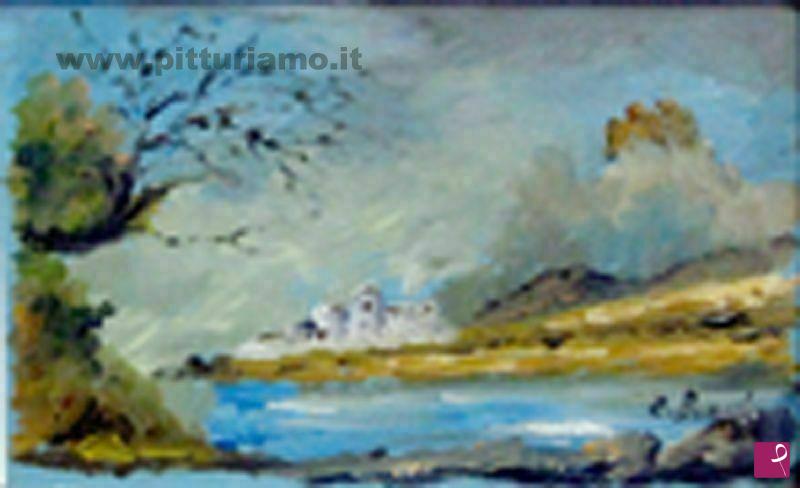 quadri in vendita online - mini quadro -borgo in riva al lago