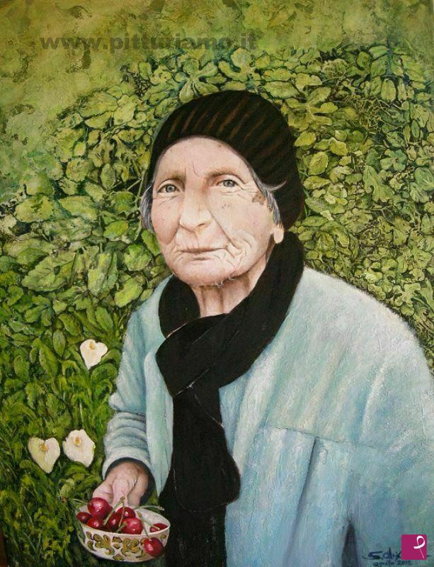 quadri in vendita online - MISS BETTY IN HER GARDEN
