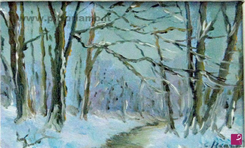 quadri in vendita online - mni quadro - sentiero nel bosc - inverno