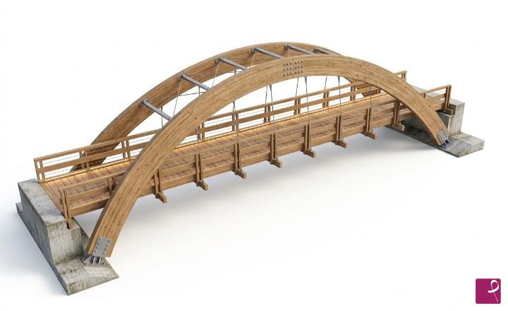 quadri in vendita online - Modellino in scala del Ponte in legno lamellare 