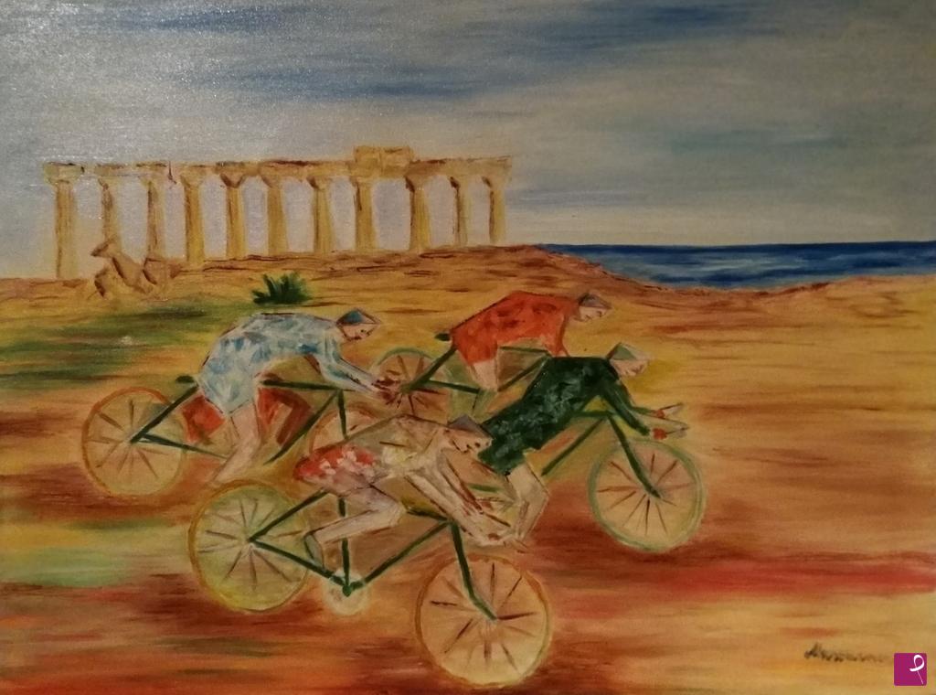 quadri in vendita online - "Mondiali di ciclismo nella valle" 