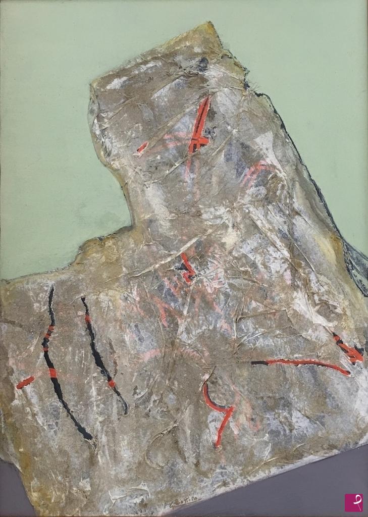 quadri in vendita online - 'Monolitico' - Dipinto acrilico-materico su tela 50x70cm