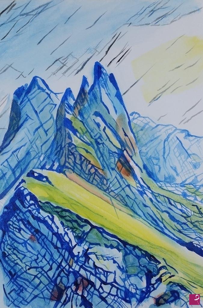 quadri in vendita online - Montagna blu