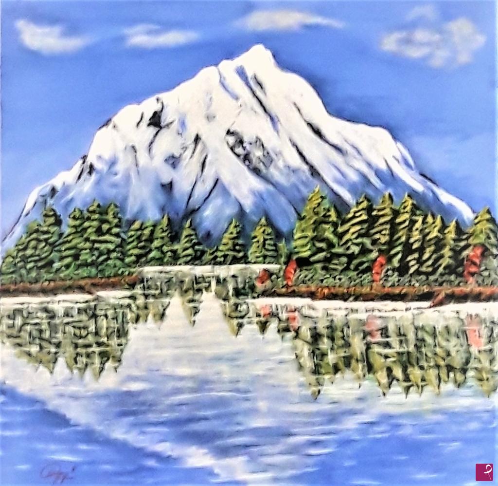 quadri in vendita online - Montagna sul lago