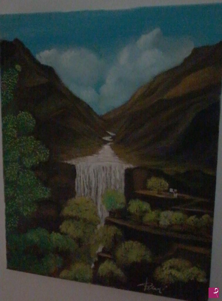 quadri in vendita online - "Montagne con cascata"