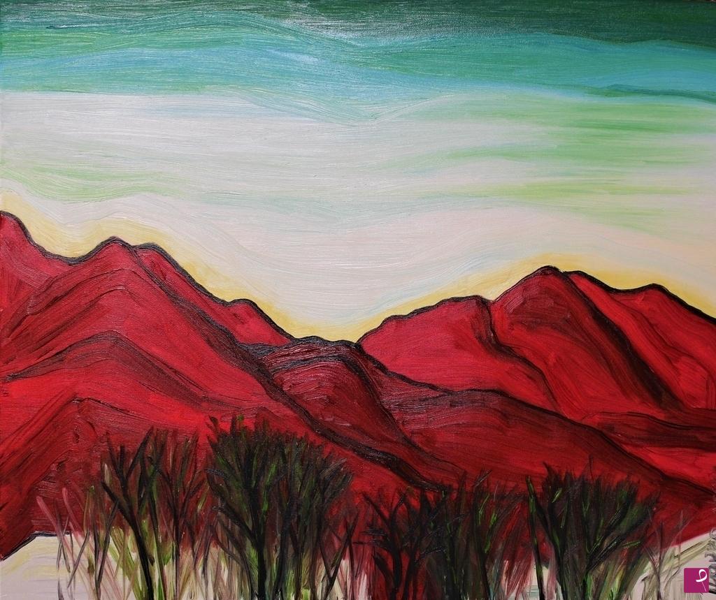 quadri in vendita online - Montagne rosse