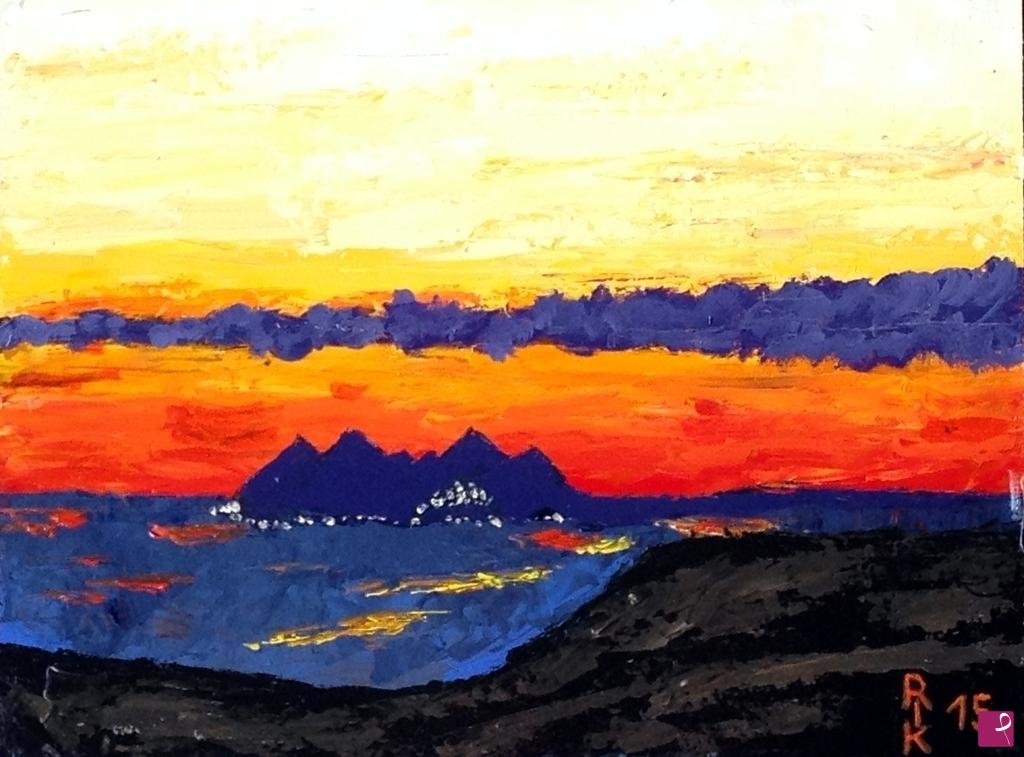 quadri in vendita online - MONTE CIRCEO AL TRAMONTO 1