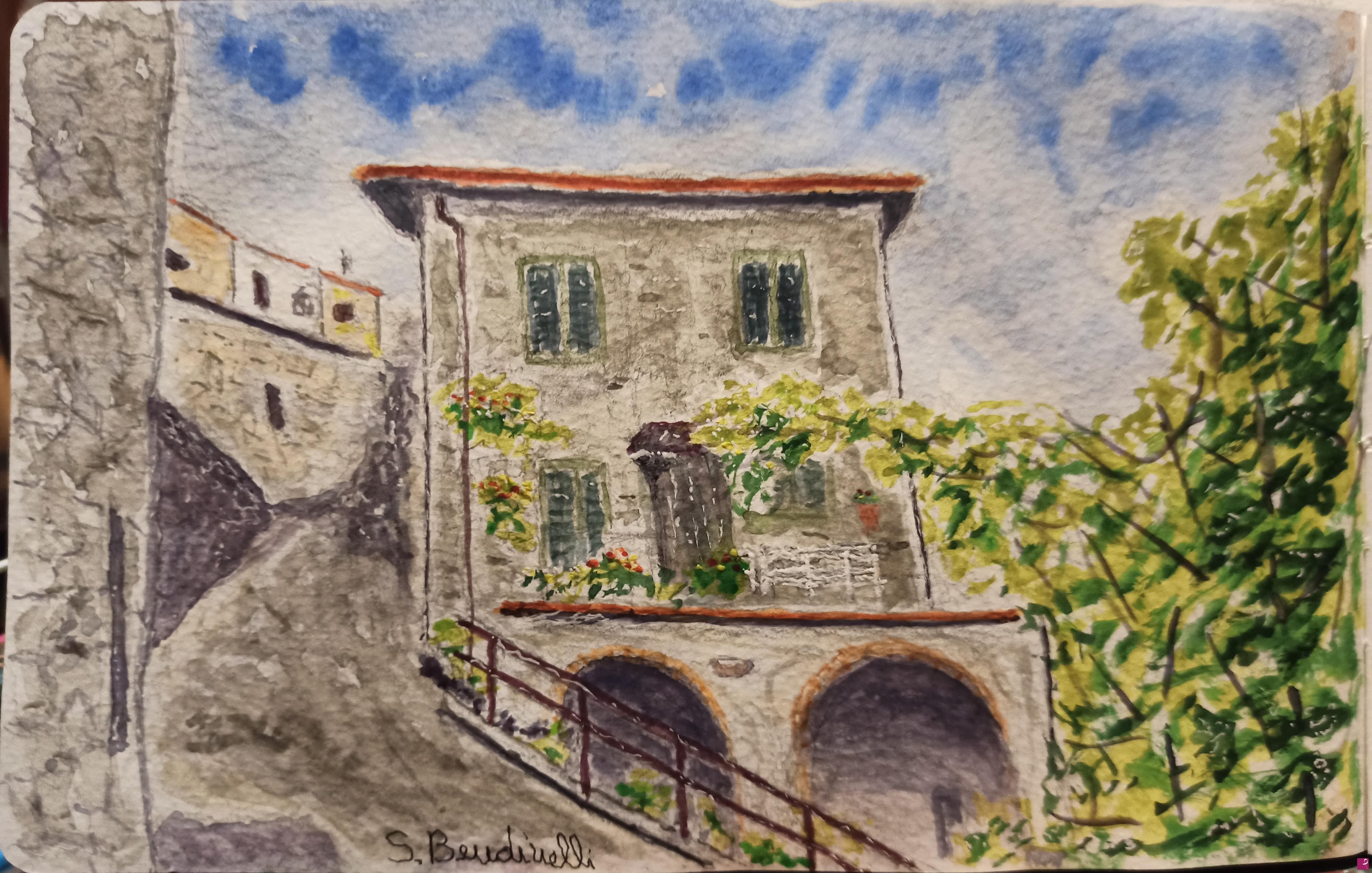 quadri in vendita online - Montefegatesi. Verso la Chiesa.